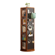 LIVARA Rotating Solid Wood Dressing Mirror & Bookshelf - Three Sixty Swivel Full-Length Mirror with Storage Shelves & Pegboard for Kids Room - Walnut