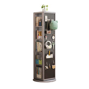LIVARA Rotating Solid Wood Dressing Mirror & Bookshelf - Three Sixty Swivel Full-Length Mirror with Storage Shelves & Pegboard for Kids Room - Grey