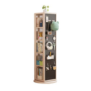 LIVARA Rotating Solid Wood Dressing Mirror & Bookshelf - Three Sixty Swivel Full-Length Mirror with Storage Shelves & Pegboard for Kids Room - White