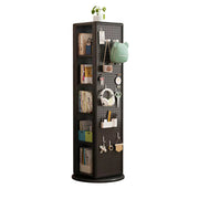 LIVARA Rotating Solid Wood Dressing Mirror & Bookshelf - Three Sixty Swivel Full-Length Mirror with Storage Shelves & Pegboard for Kids Room - Black