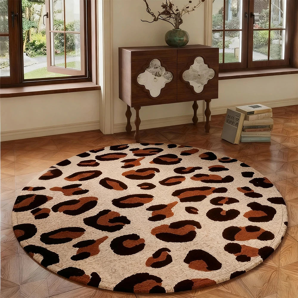 LIVARA 160/200cm Floor Rugs Theme Minimal Leopard Pattern Soft Touch Anti Slip Belgian Velvet Loop Pile Fade Resistant Durable Edge Binding