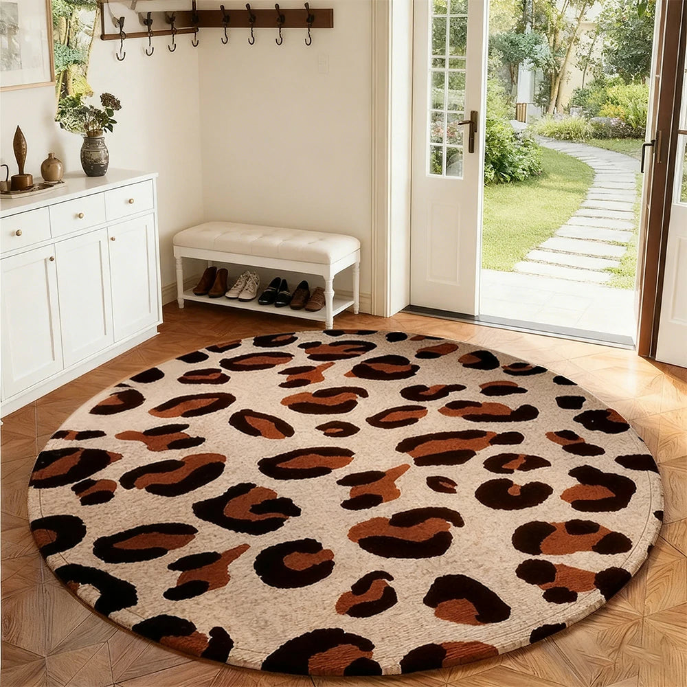 LIVARA 160/200cm Floor Rugs Theme Minimal Leopard Pattern Soft Touch Anti Slip Belgian Velvet Loop Pile Fade Resistant Durable Edge Binding