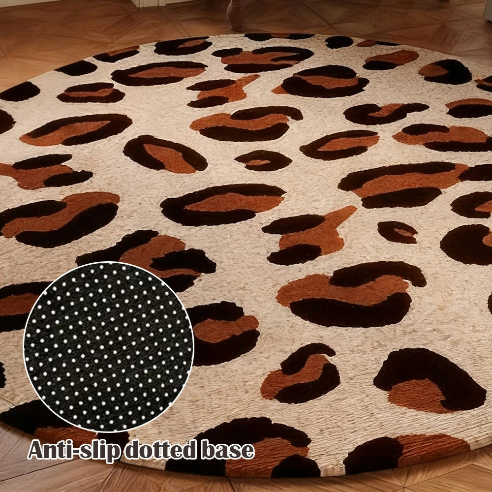 LIVARA 160/200cm Floor Rugs Theme Minimal Leopard Pattern Soft Touch Anti Slip Belgian Velvet Loop Pile Fade Resistant Durable Edge Binding