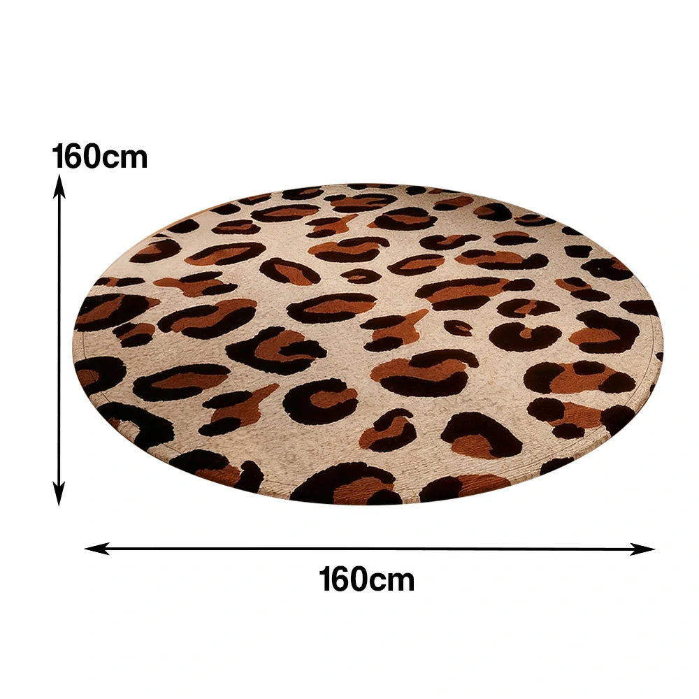 LIVARA 160/200cm Floor Rugs Theme Minimal Leopard Pattern Soft Touch Anti Slip Belgian Velvet Loop Pile Fade Resistant Durable Edge Binding