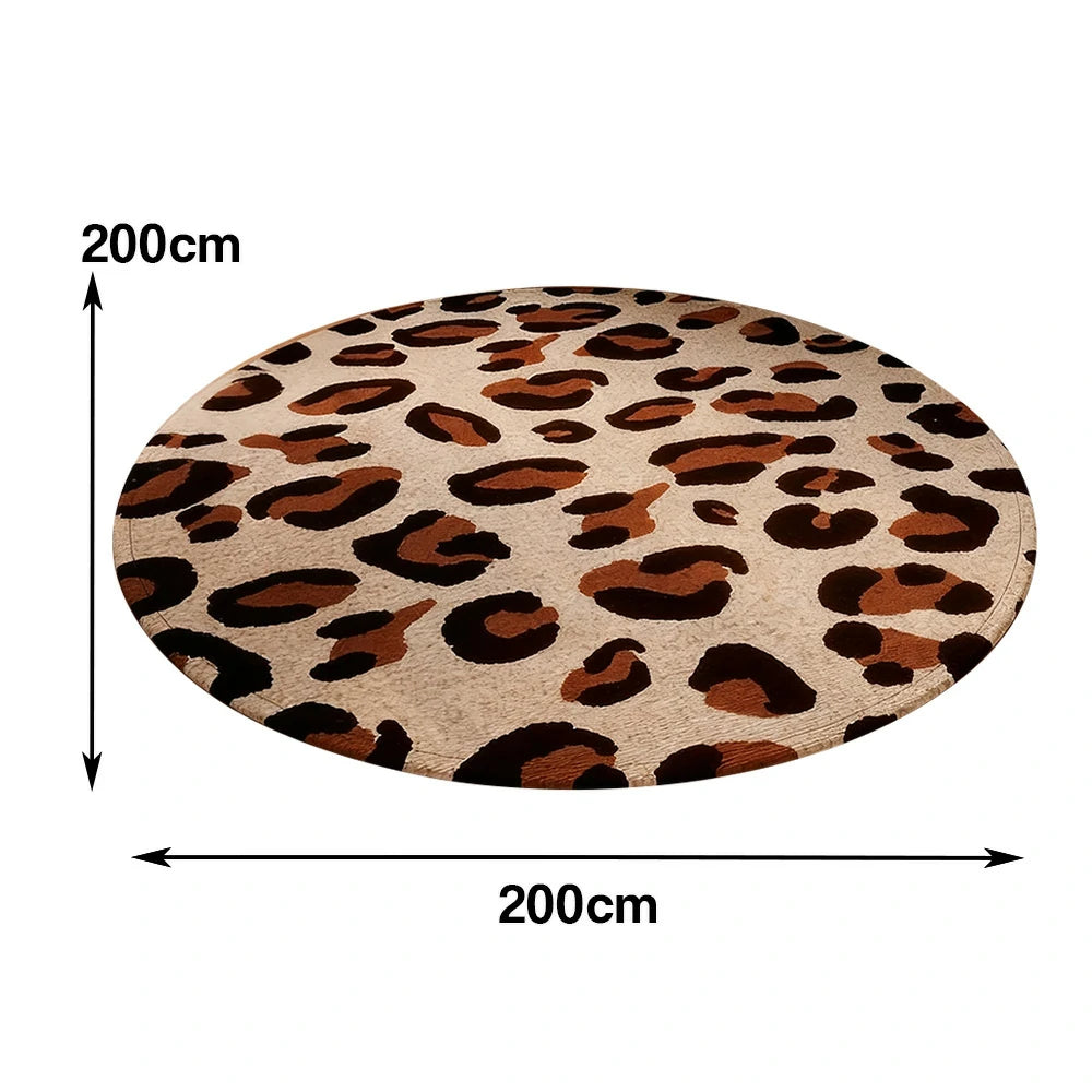 LIVARA 160/200cm Floor Rugs Theme Minimal Leopard Pattern Soft Touch Anti Slip Belgian Velvet Loop Pile Fade Resistant Durable Edge Binding