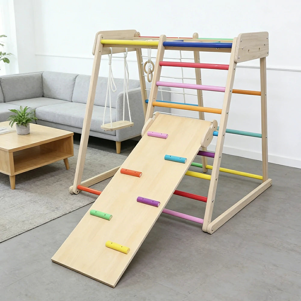 LIVARA Kids Climbing Frame, Safety Handrails & Anti-Slip Rungs, Solid Wood Construction, Supports Coordination Development