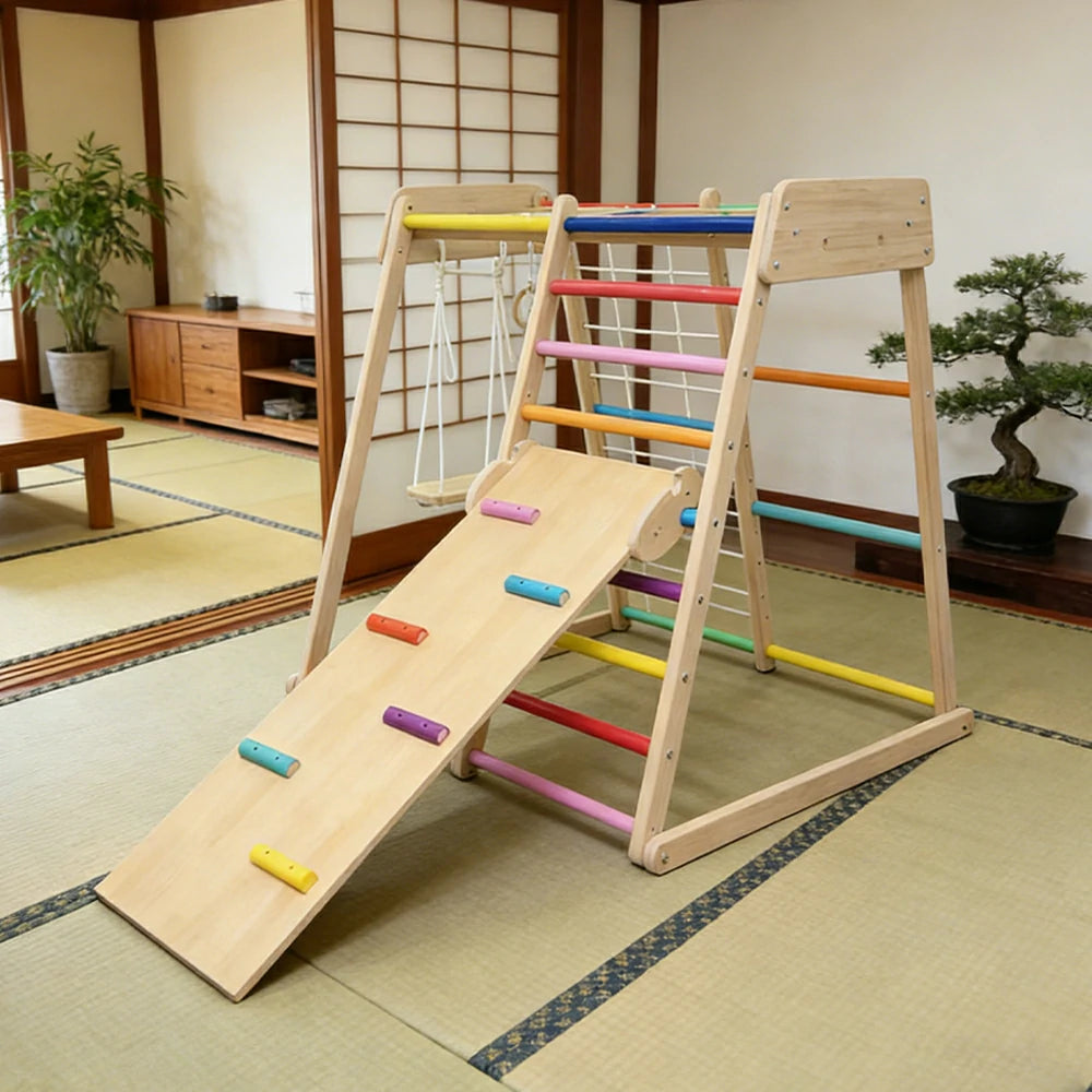 LIVARA Kids Climbing Frame, Safety Handrails & Anti-Slip Rungs, Solid Wood Construction, Supports Coordination Development
