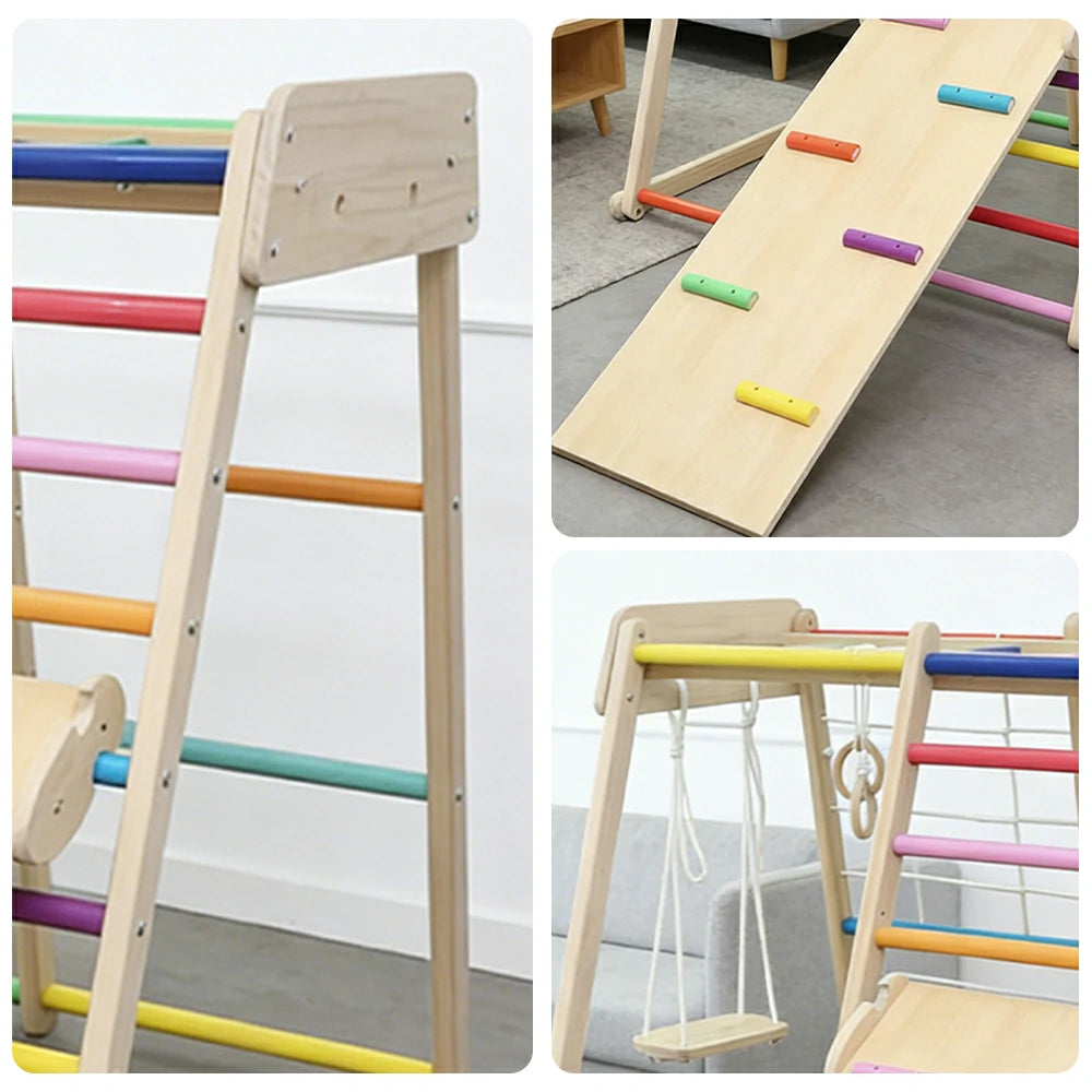 LIVARA Kids Climbing Frame, Safety Handrails & Anti-Slip Rungs, Solid Wood Construction, Supports Coordination Development