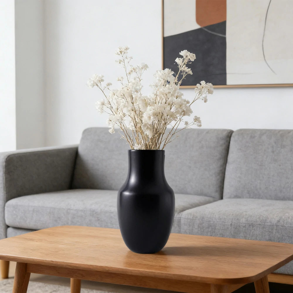 LIVARA Ceramic Vase Ornament Wabi-Sabi Black Artistic Display Matte Ceramic Handcrafted Stone-Texture Design