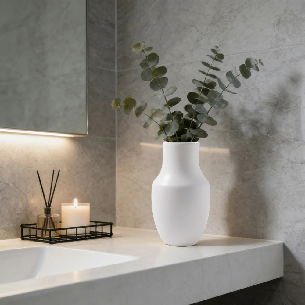 LIVARA Ceramic Vase Ornament Wabi-Sabi White Artistic Display Matte Ceramic Handcrafted Stone-Texture Design