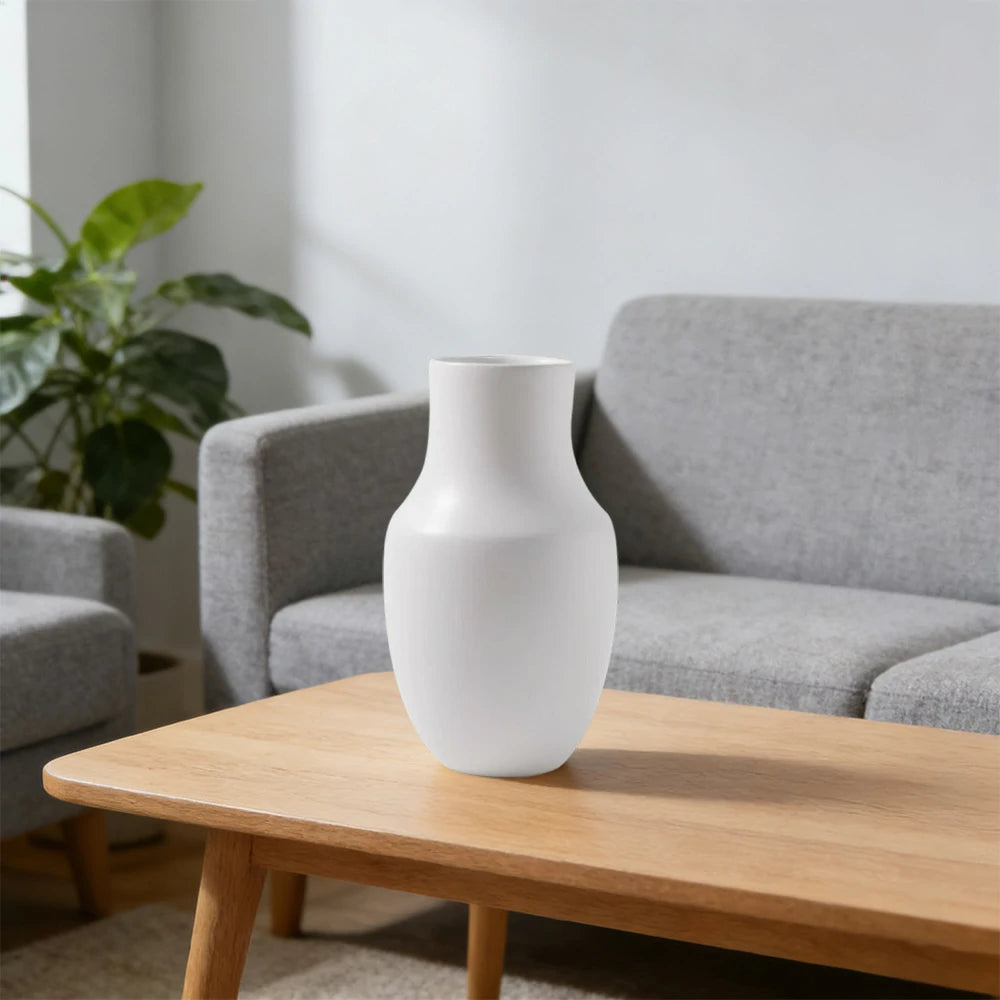 LIVARA Ceramic Vase Ornament Wabi-Sabi White Artistic Display Matte Ceramic Handcrafted Stone-Texture Design