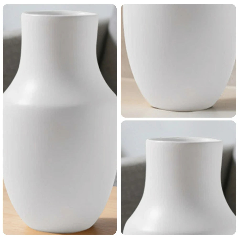 LIVARA Ceramic Vase Ornament Wabi-Sabi White Artistic Display Matte Ceramic Handcrafted Stone-Texture Design