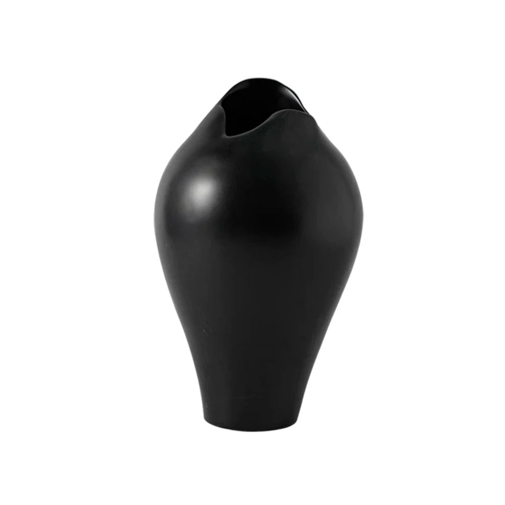 LIVARA Ceramic Vase Ornament Tropical Mid-Century Black Artistic Display Matte Ceramic Handcrafted Stone-Texture Design - Black
