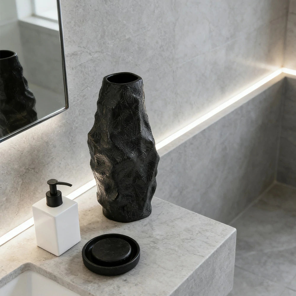 LIVARA Ceramic Vase Ornament Snow Willow Theme Artistic Display Matte Ceramic Handcrafted Stone-Texture Design