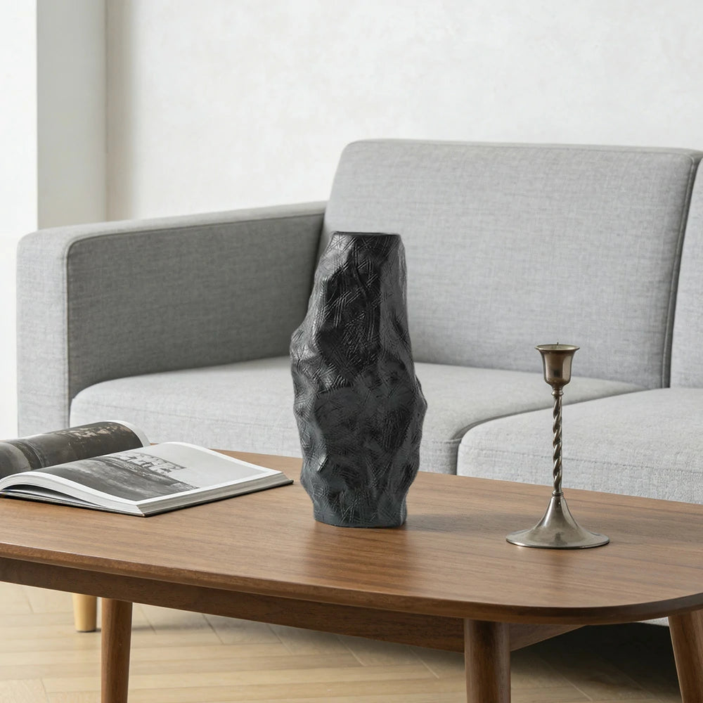 LIVARA Ceramic Vase Ornament Snow Willow Theme Artistic Display Matte Ceramic Handcrafted Stone-Texture Design