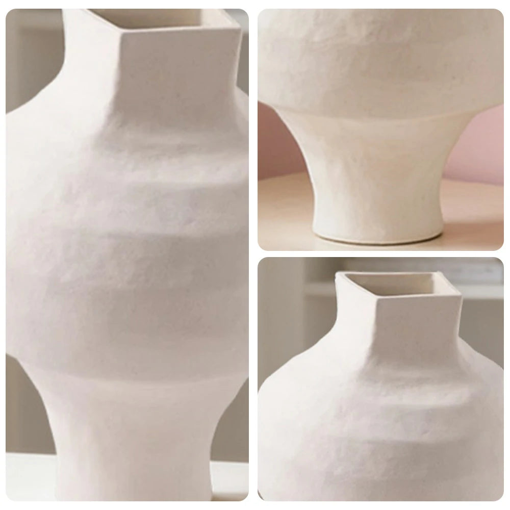 LIVARA Ceramic Vase Ornament Mid-Century Bulbous Form Artistic Home Display Matte Ceramic Handcrafted Stone-Texture Finish