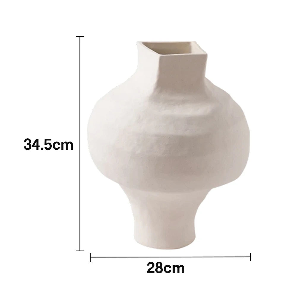 LIVARA Ceramic Vase Ornament Mid-Century Bulbous Form Artistic Home Display Matte Ceramic Handcrafted Stone-Texture Finish
