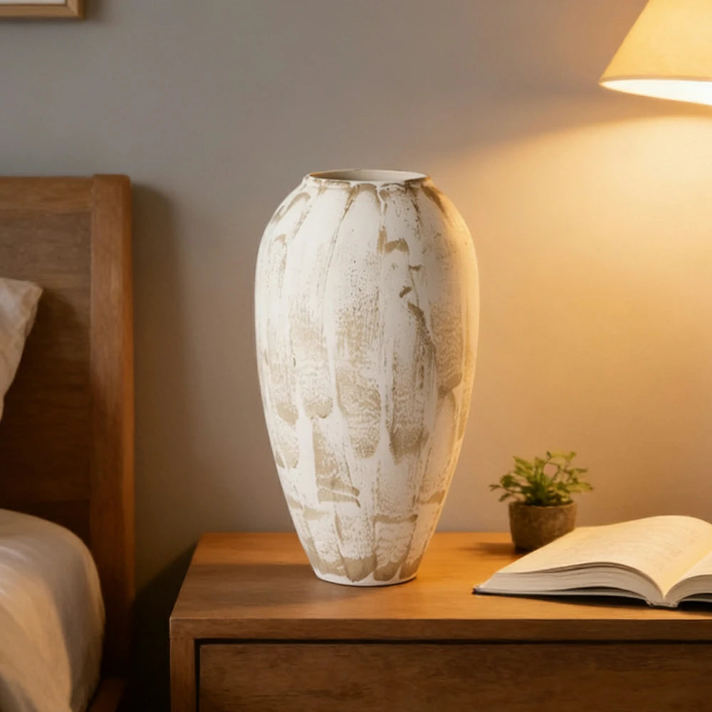 LIVARA Ceramic Vase Ornament Wabi-Sabi Style Artistic Home Decor Matte Ceramic Handcrafted Stone-Texture Finish