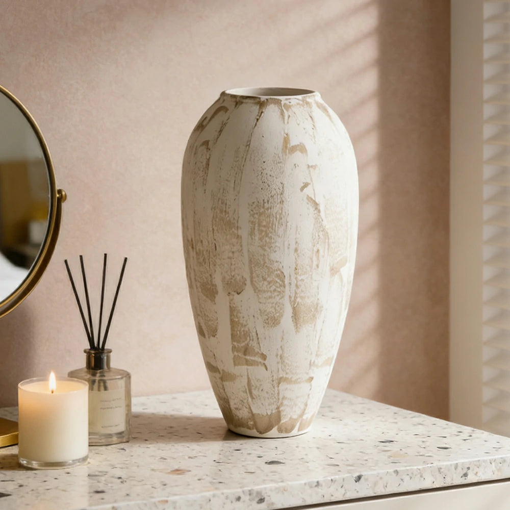 LIVARA Ceramic Vase Ornament Wabi-Sabi Style Artistic Home Decor Matte Ceramic Handcrafted Stone-Texture Finish