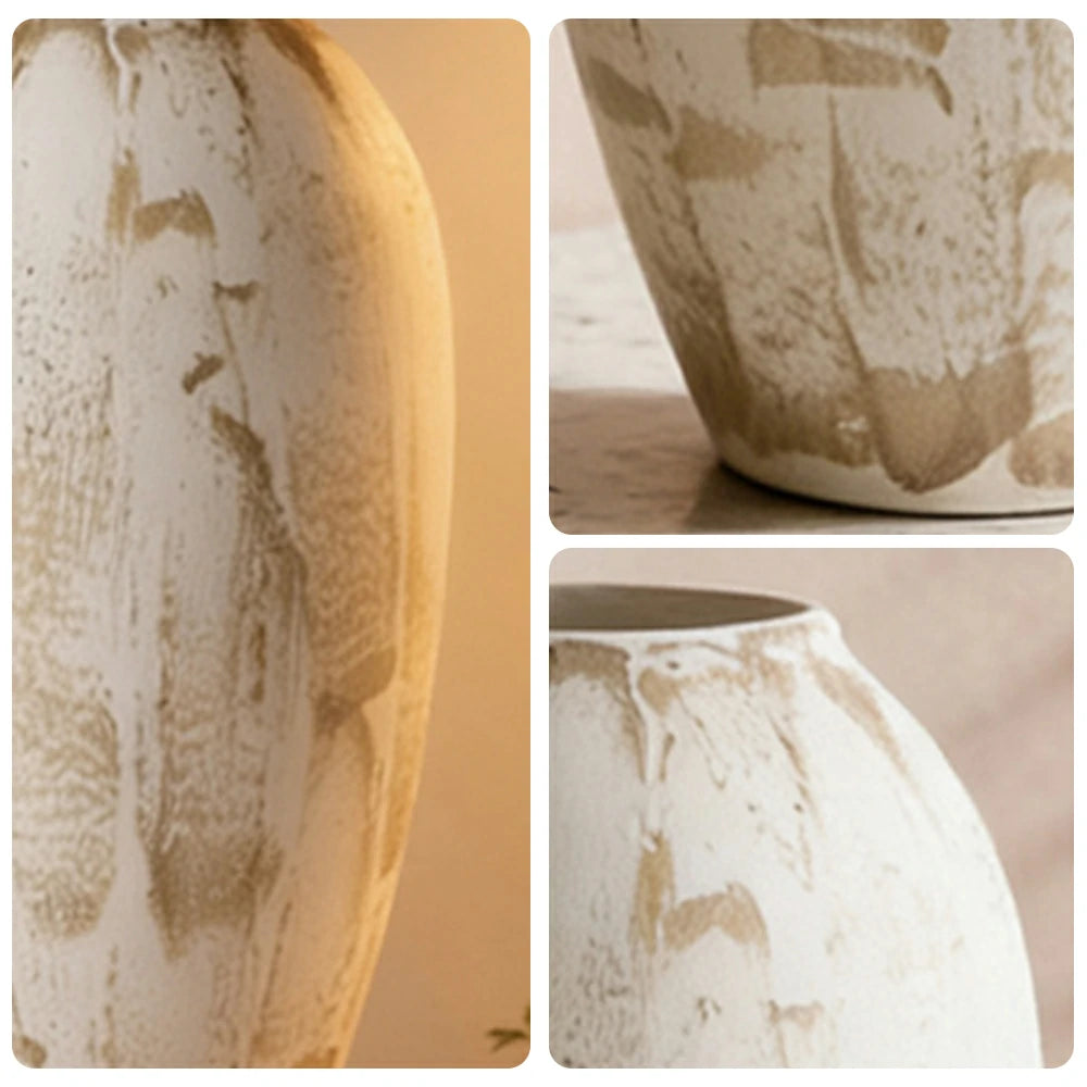 LIVARA Ceramic Vase Ornament Wabi-Sabi Style Artistic Home Decor Matte Ceramic Handcrafted Stone-Texture Finish