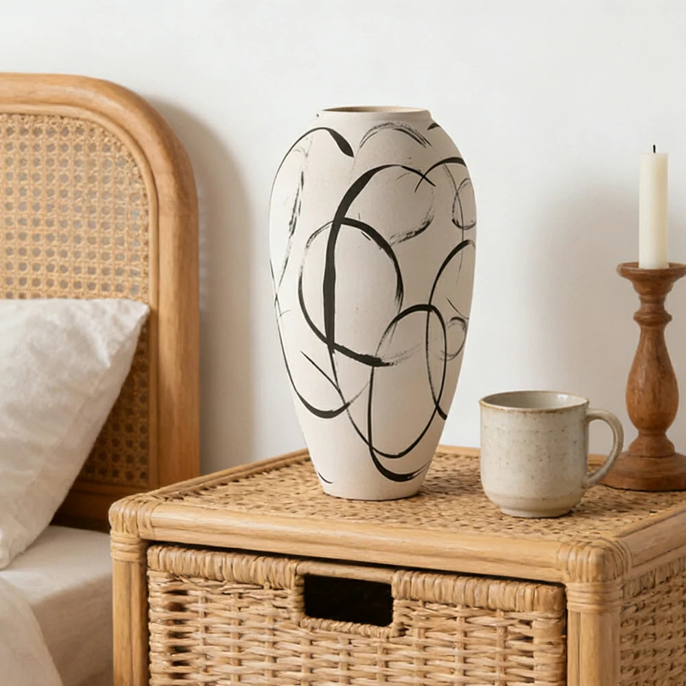 LIVARA Ceramic Vase Ornament Wabi-Sabi Aesthetic Decorative Display Matte Ceramic Handcrafted Textured Finish