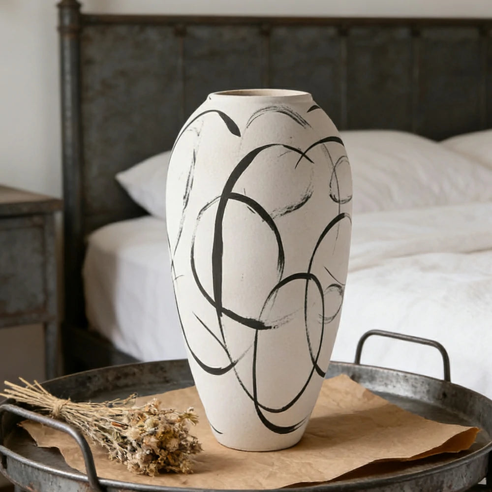 LIVARA Ceramic Vase Ornament Wabi-Sabi Aesthetic Decorative Display Matte Ceramic Handcrafted Textured Finish