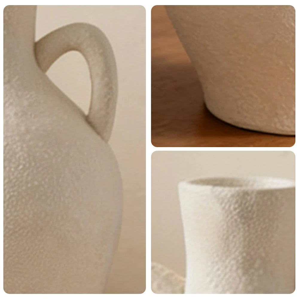 LIVARA Ceramic Vase Ornament French Vintage Style Artistic Home Decor Matte Ceramic Handcrafted Stone-Texture Finish