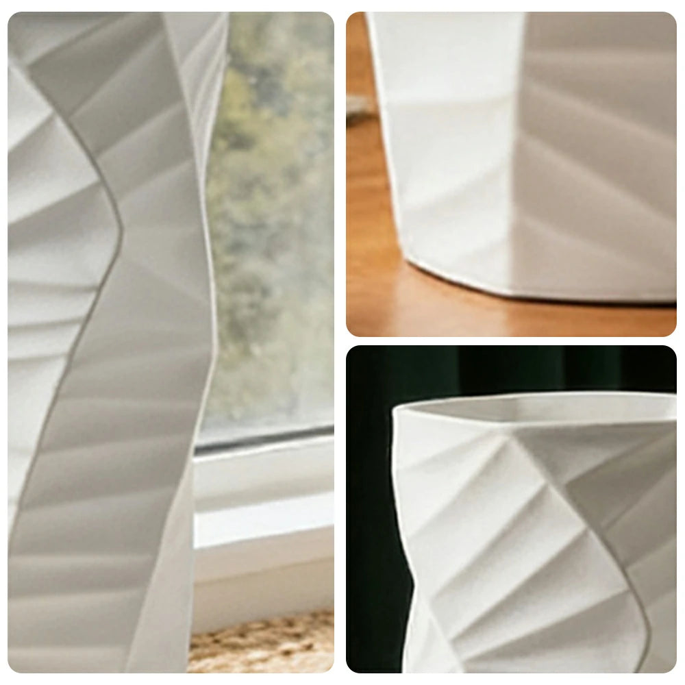 LIVARA Ceramic Vase Ornament Contemporary Minimal Design Artistic Home Display Matte Ceramic Handcrafted Stone-Texture Design - White