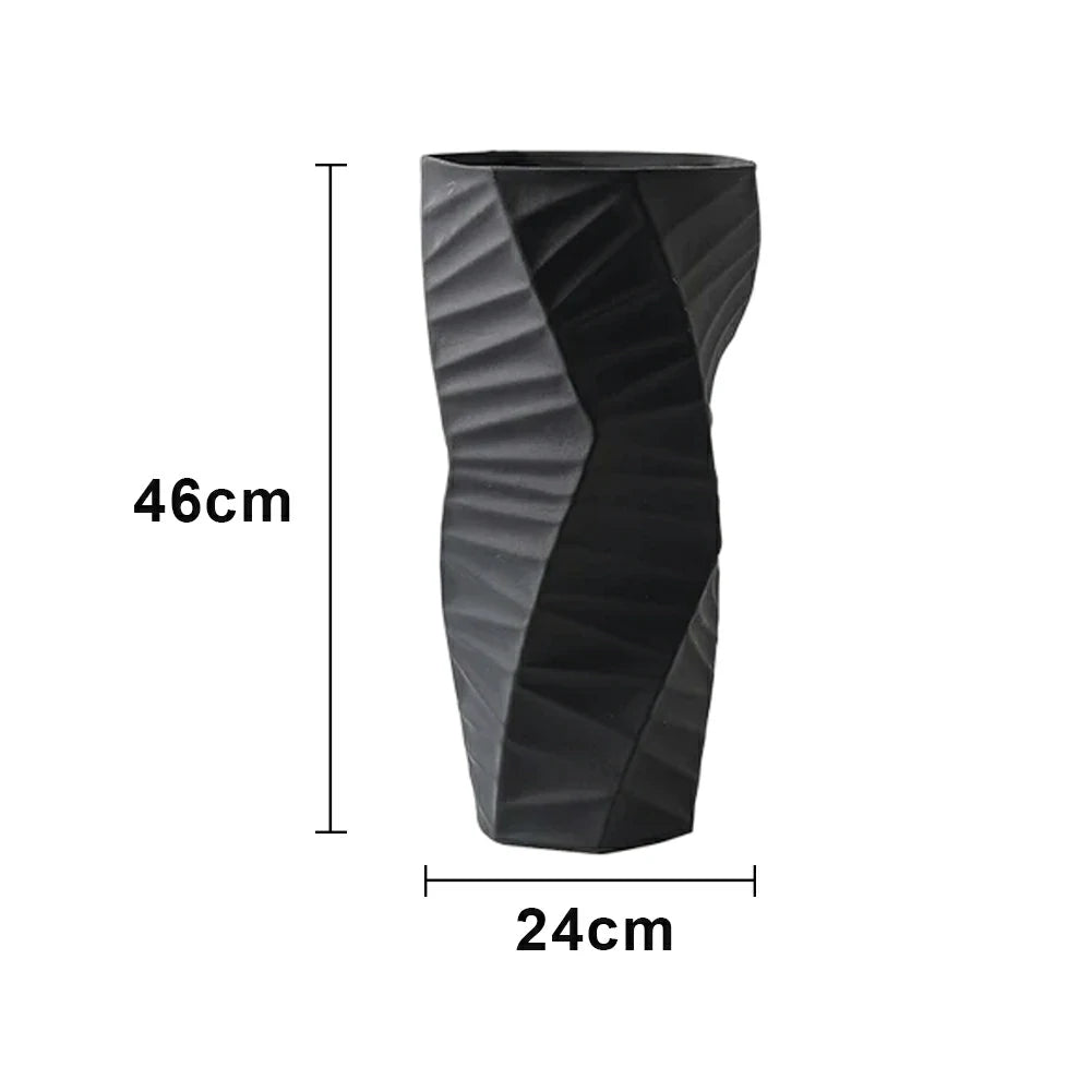 LIVARA Ceramic Vase Ornament Contemporary Minimal Design Artistic Home Display Matte Ceramic Handcrafted Stone-Texture Design - Black