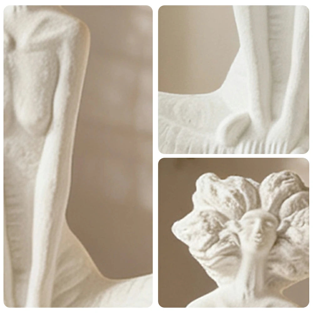 LIVARA Ceramic Vase Ornament White Female Sculpture Artistic Home Decor Matte Ceramic Handcrafted Stone-Texture Finish