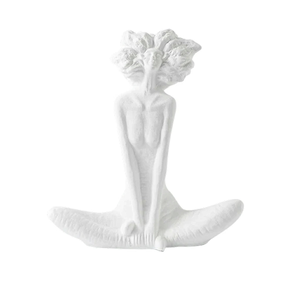 LIVARA Ceramic Vase Ornament White Female Sculpture Artistic Home Decor Matte Ceramic Handcrafted Stone-Texture Finish