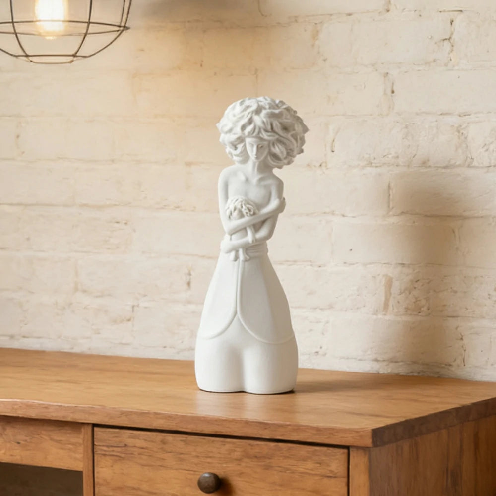 LIVARA Ceramic Vase Ornament White Figurative Sculpture Aesthetic Decorative Display Matte Ceramic Handcrafted Textured Finish