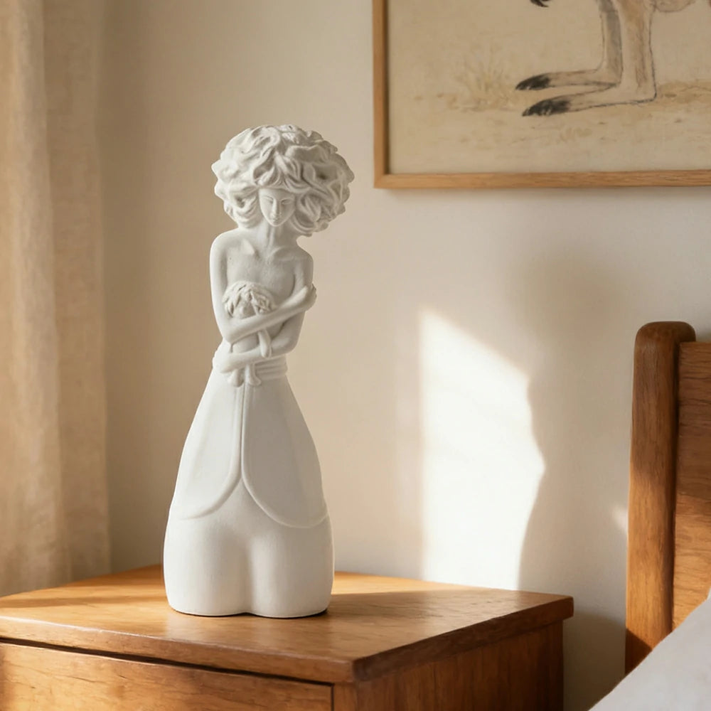 LIVARA Ceramic Vase Ornament White Figurative Sculpture Aesthetic Decorative Display Matte Ceramic Handcrafted Textured Finish