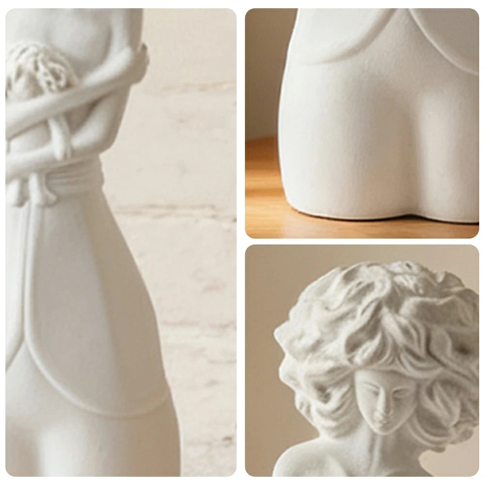 LIVARA Ceramic Vase Ornament White Figurative Sculpture Aesthetic Decorative Display Matte Ceramic Handcrafted Textured Finish