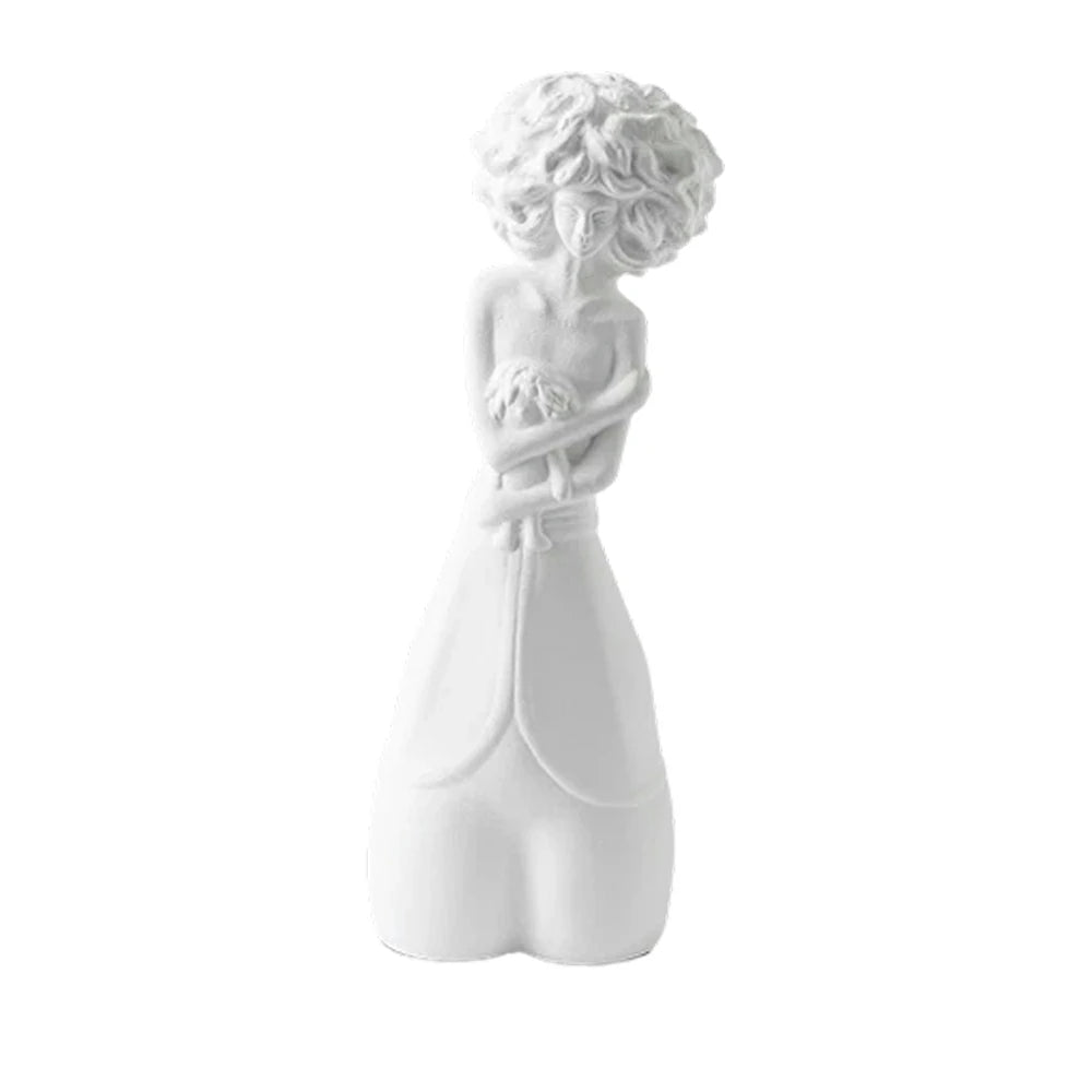 LIVARA Ceramic Vase Ornament White Figurative Sculpture Aesthetic Decorative Display Matte Ceramic Handcrafted Textured Finish