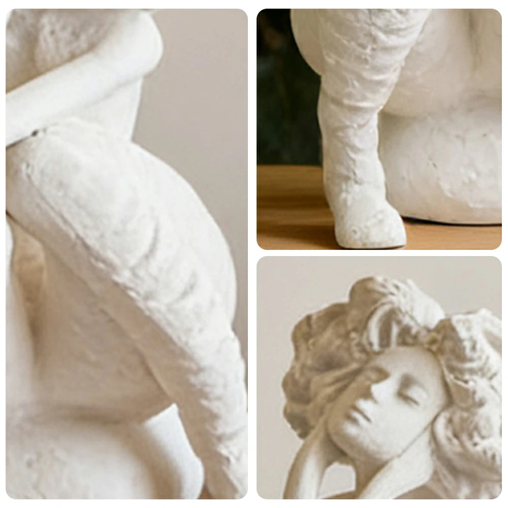 LIVARA Ceramic Vase Ornament White Female Figurative Sculpture Artistic Home Display Matte Ceramic Handcrafted Stone-Texture Design