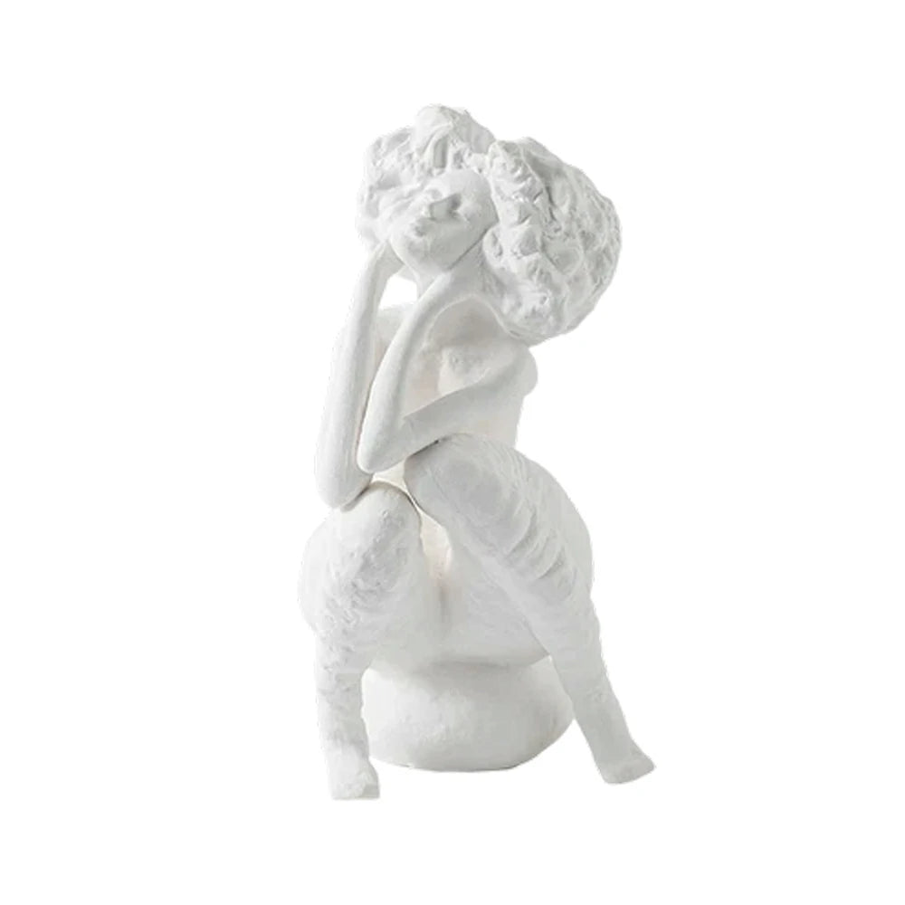LIVARA Ceramic Vase Ornament White Female Figurative Sculpture Artistic Home Display Matte Ceramic Handcrafted Stone-Texture Design