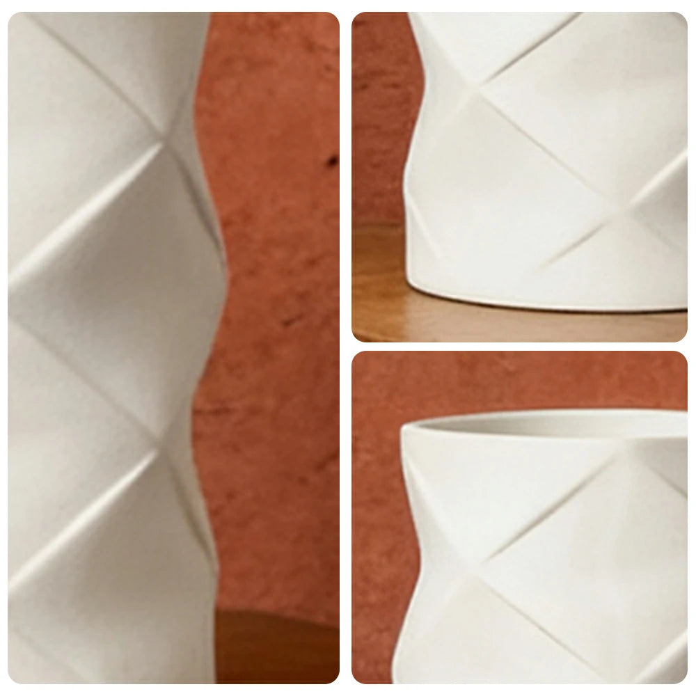 LIVARA Ceramic Vase Ornament Cylindrical Design Decorative Display Matte Ceramic Handcrafted Textured Finish