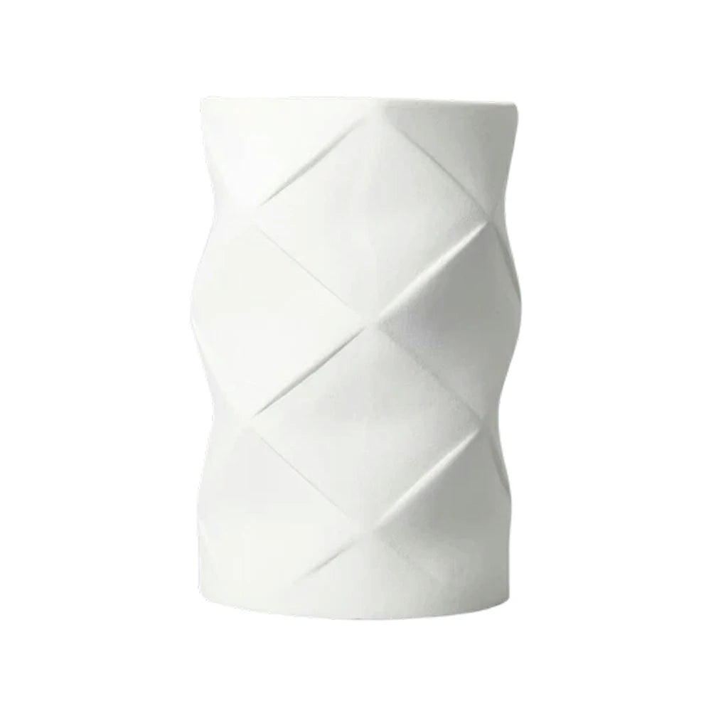 LIVARA Ceramic Vase Ornament Cylindrical Design Decorative Display Matte Ceramic Handcrafted Textured Finish