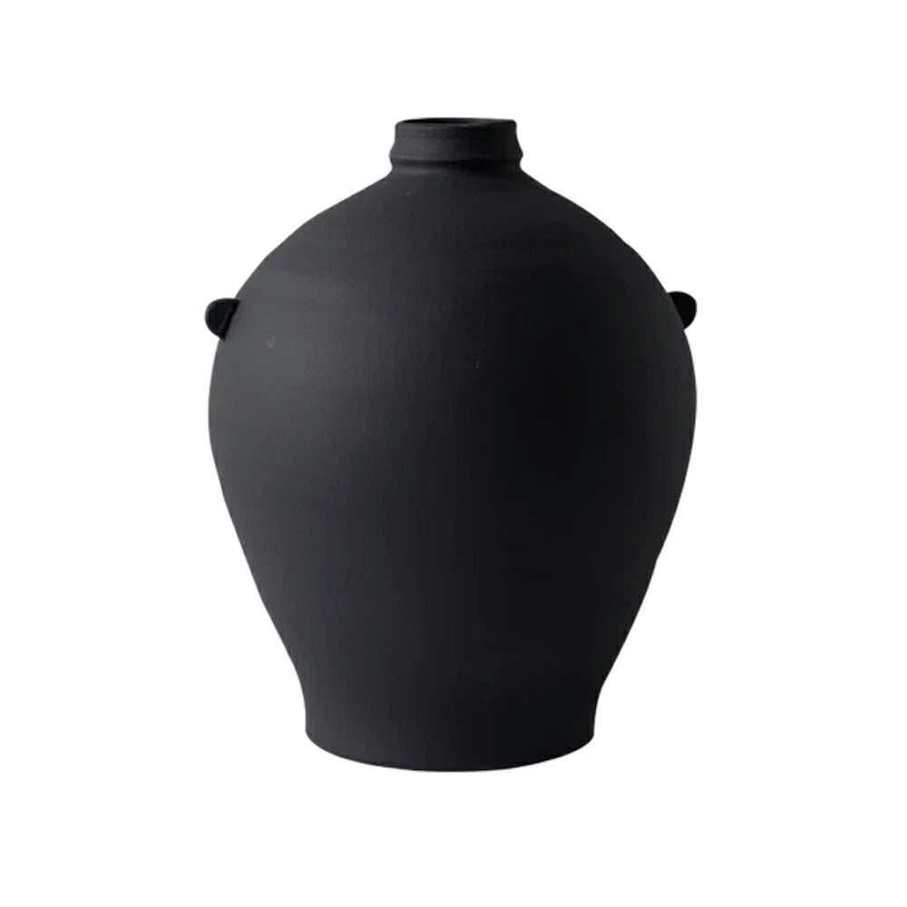 LIVARA Ceramic Vase Ornament Black Vintage Artistic Home Decor Matte Ceramic Handcrafted Stone-Texture Finish