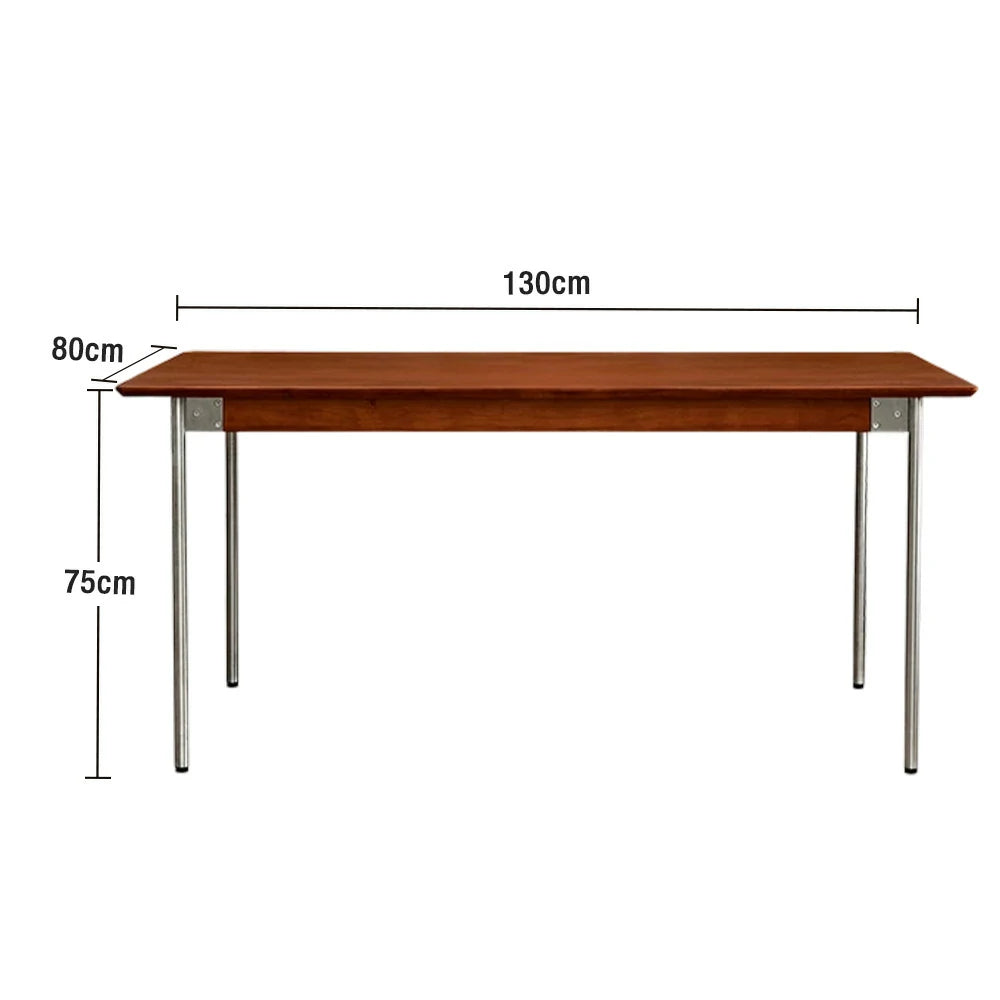 LIVARA 1128 130/140cm Solid Wood Dining Table, White Ash Veneer, Stainless Steel Legs, Four-Sided Design, Durable Finish - Wood