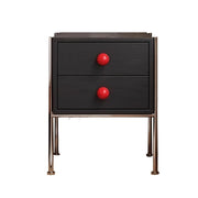 LIVARA 1133 Bedside Cabinet, Open Tabletop, Solid Ash Wood Grain, Spherical Handles, Tall Stainless Steel Legs, 17cm Bottom Clearance - Black
