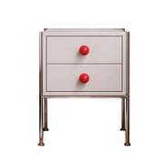 LIVARA 1133 Bedside Cabinet, Open Tabletop, Solid Ash Wood Grain, Spherical Handles, Tall Stainless Steel Legs, 17cm Bottom Clearance - White