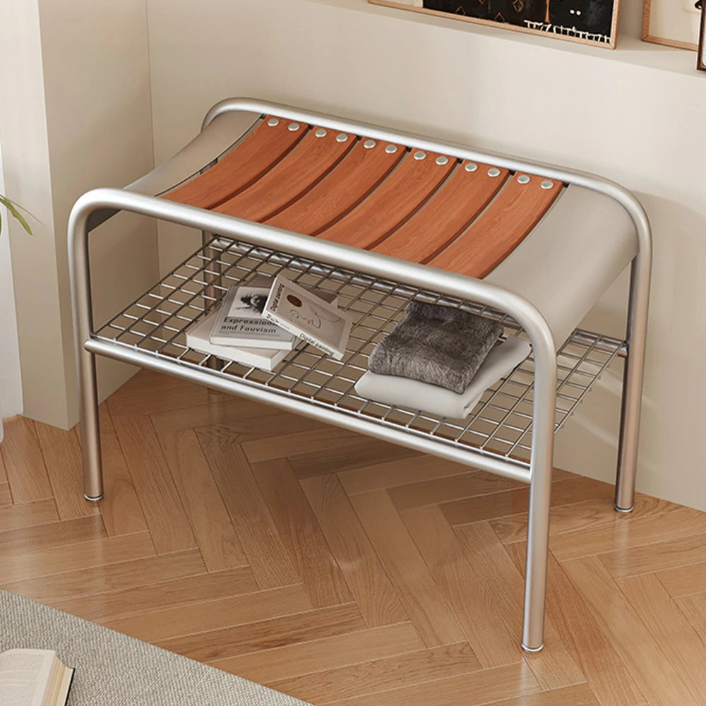 LIVARA 1135 TAYLOR Wooden Shoe Bench – Solid Ash Wood Seat, Metal Frame, Curved Ergonomic Design, Adjustable Feet - Wood