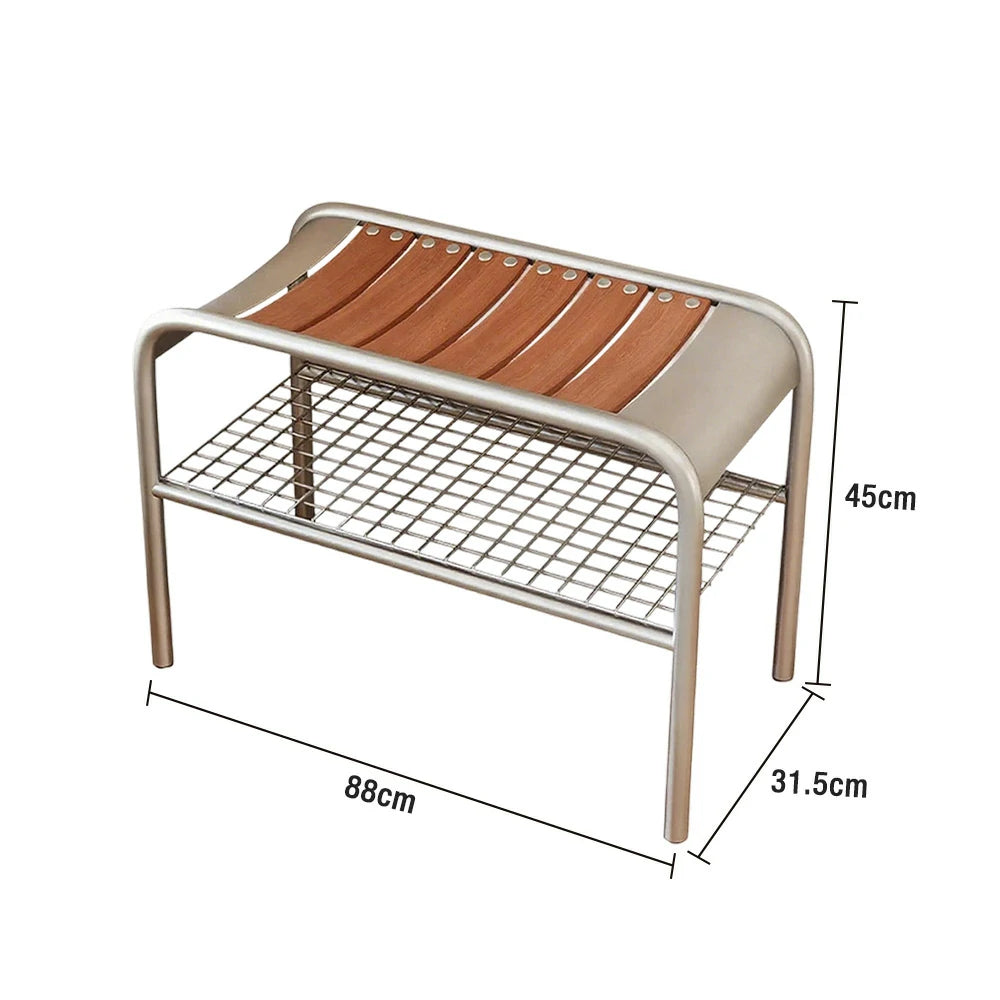 LIVARA 1135 TAYLOR Wooden Shoe Bench – Solid Ash Wood Seat, Metal Frame, Curved Ergonomic Design, Adjustable Feet - Wood