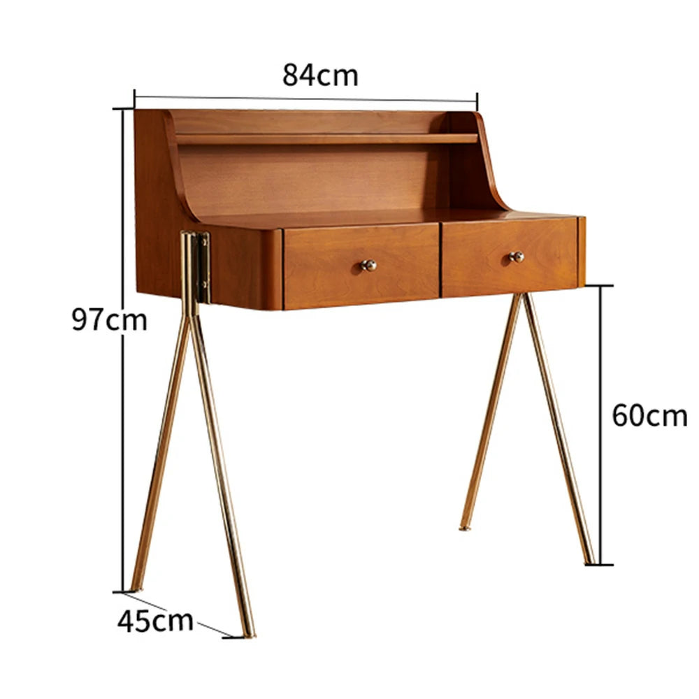 LIVARA 1138 84cm Vintage-Style Vanity Cabinet – Solid Ash Wood Grain, Stainless Steel Legs & Handles, Smooth Drawer Runners