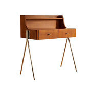 LIVARA 1138 84cm Vintage-Style Vanity Cabinet – Solid Ash Wood Grain, Stainless Steel Legs & Handles, Smooth Drawer Runners