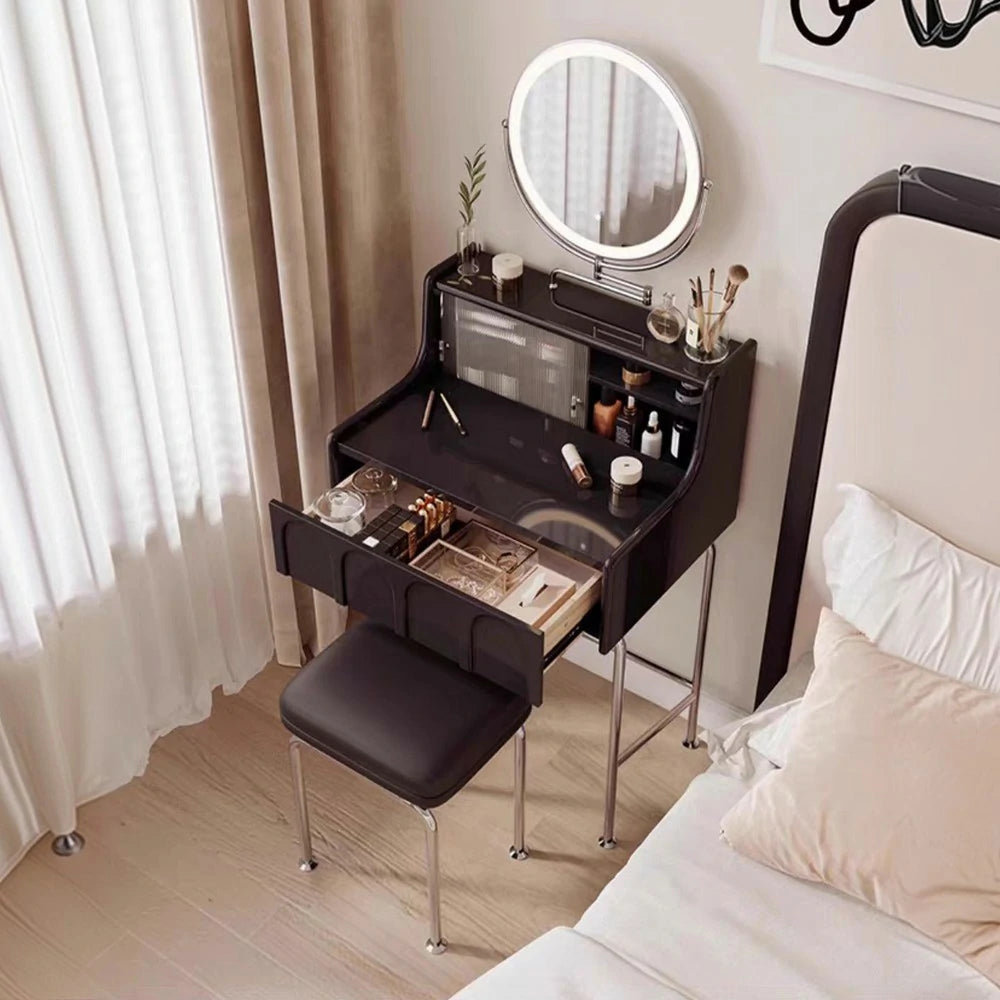 LIVARA 1139 80cm Vanity Cabinet – Premium Solid Ash Wood Grain, Stainless Steel Legs, Smooth Drawer Runners, Functional & Modern Design - Black