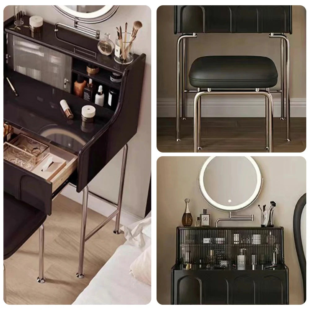 LIVARA 1139 80cm Vanity Cabinet – Premium Solid Ash Wood Grain, Stainless Steel Legs, Smooth Drawer Runners, Functional & Modern Design - Black