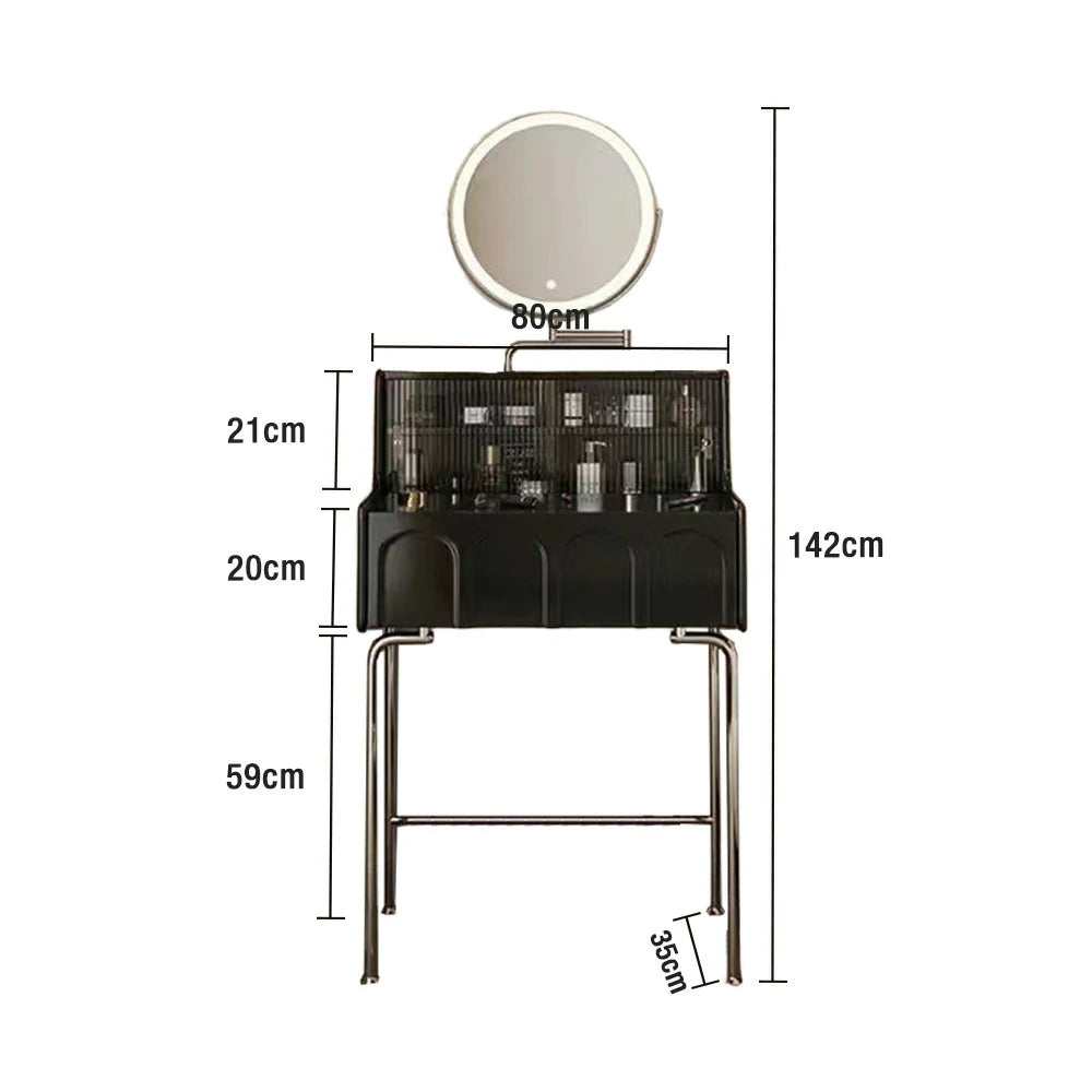 LIVARA 1139 80cm Vanity Cabinet – Premium Solid Ash Wood Grain, Stainless Steel Legs, Smooth Drawer Runners, Functional & Modern Design - Black